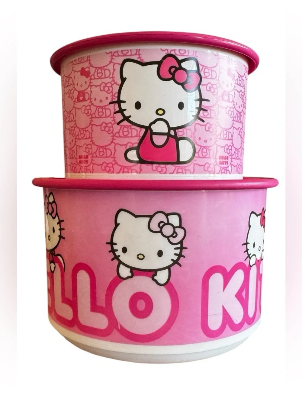 RARE 2015 Hello Kitty Tupperware Sanrio Set of 2 with Lids & LOL Surprise